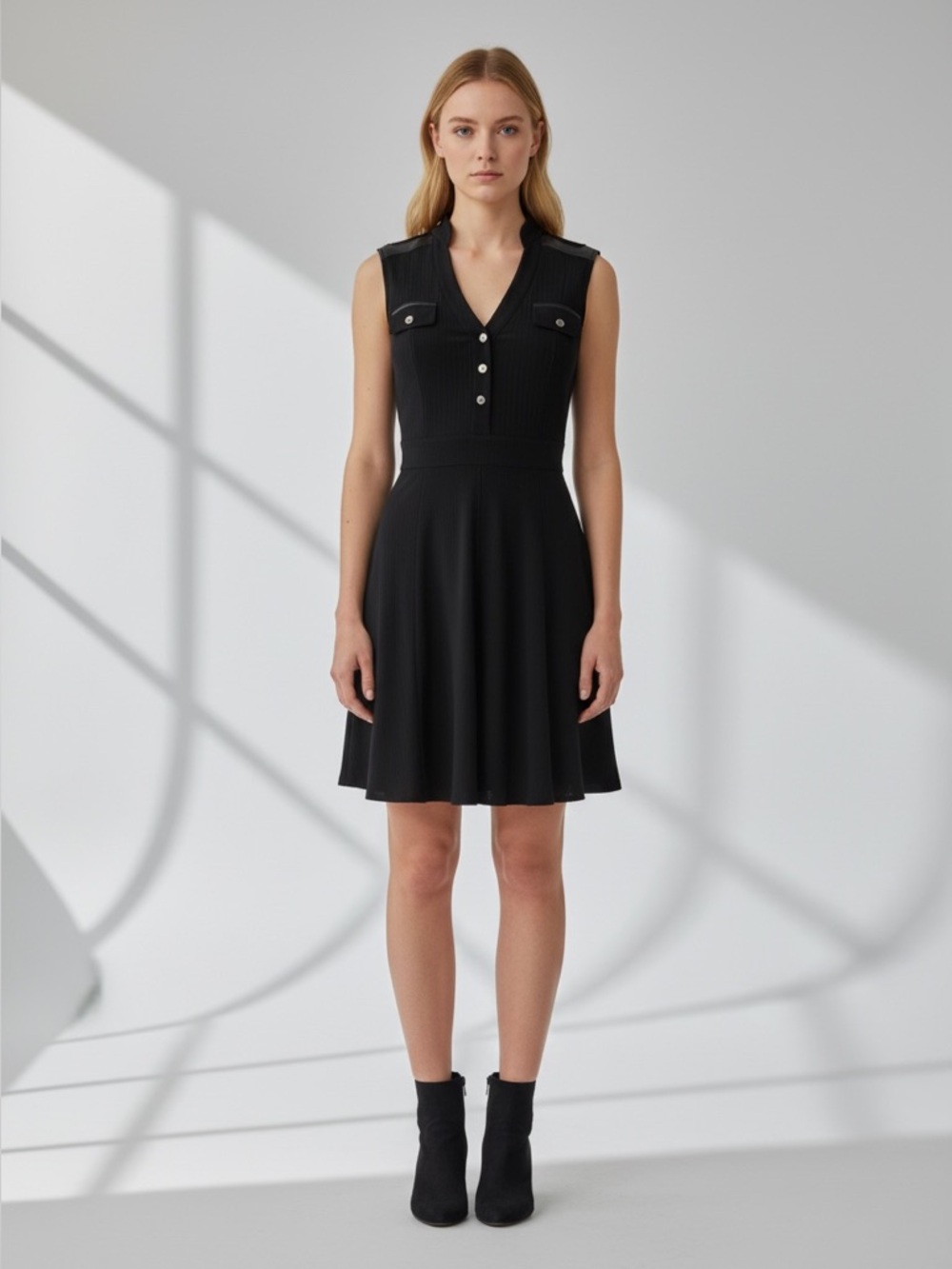 White House Black Market Sleeveless Jersey Shirtdress 0 XS